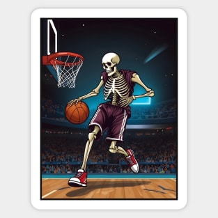 Skeleton Playing Basketball Sticker